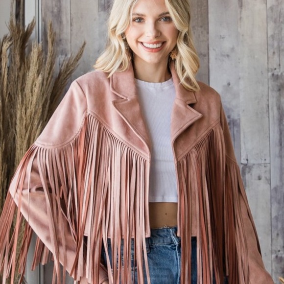 Gorgeous mauve fringe jacket - Picture 2 of 6